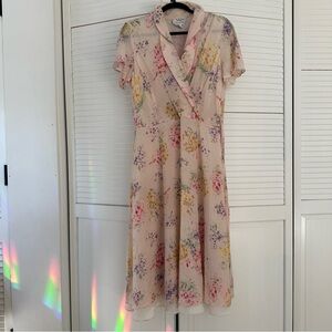 Vintage 90’s Talbots Pastel Floral Silk Midi Dress